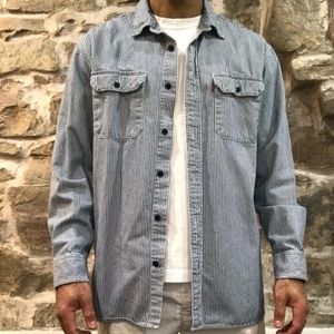 Levi’s Shirt Jacket - Blue & White Striped - Sz Large
